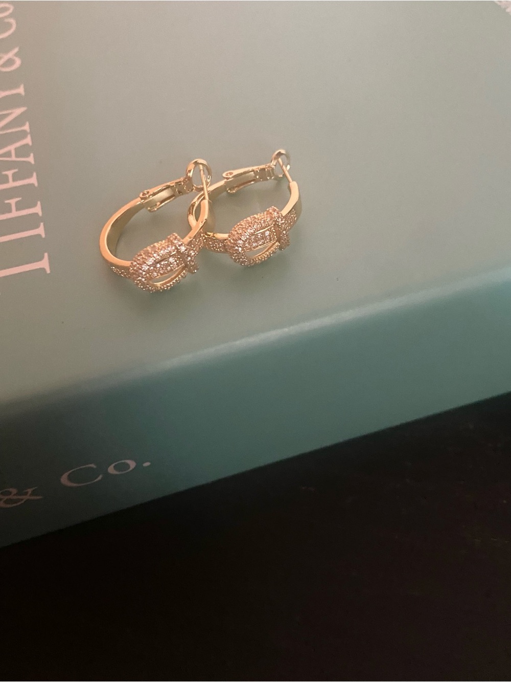 Rose Gold Pavé Halo Leverback Earrings